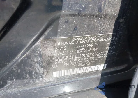 2013 Hyundai Sonata Gls from USA, damaged, VIN 5NPEB4AC6DH569072